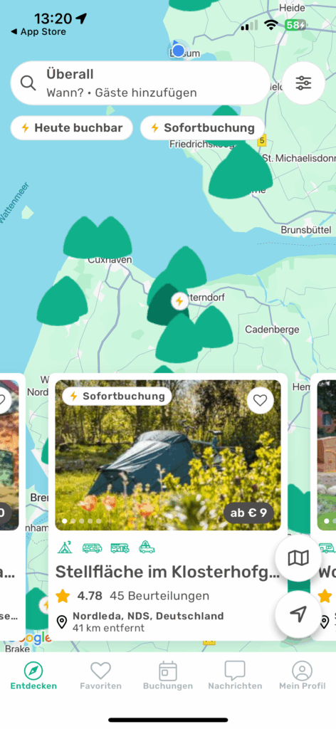 Suche der app campspace